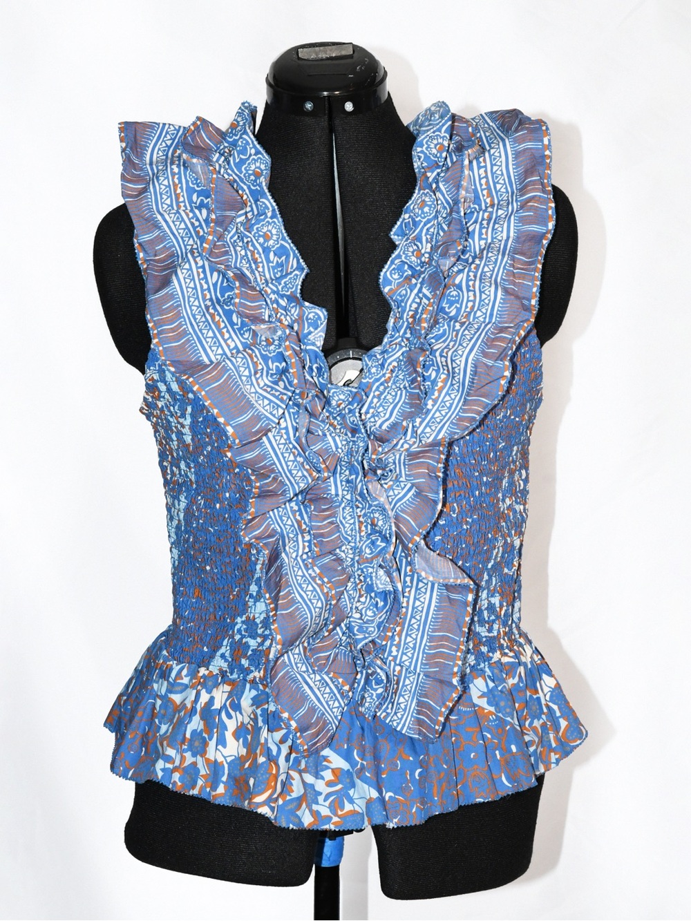 Floral Ruffled V-Neck Smocked Peplum Top
